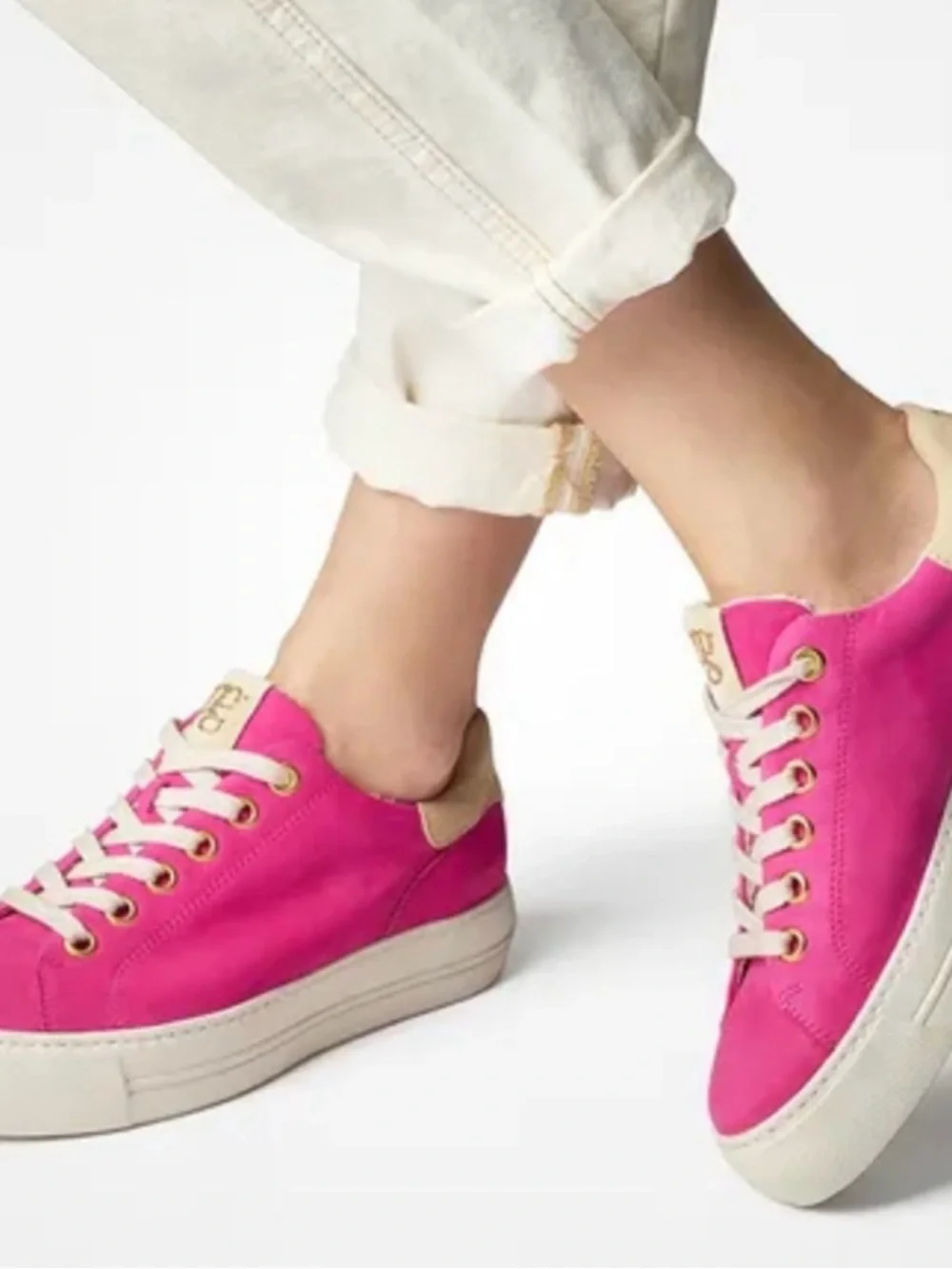 Paul Green Hot Pink Platform Sneaker with Cream Accents - Picture 6 of 8